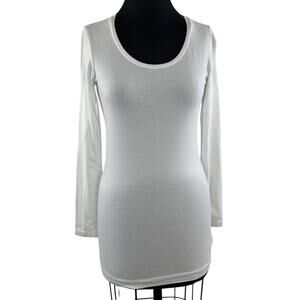 White + Warren White Long Sleeve Crewneck Pullover Shirt Layer Basic Top Size XS